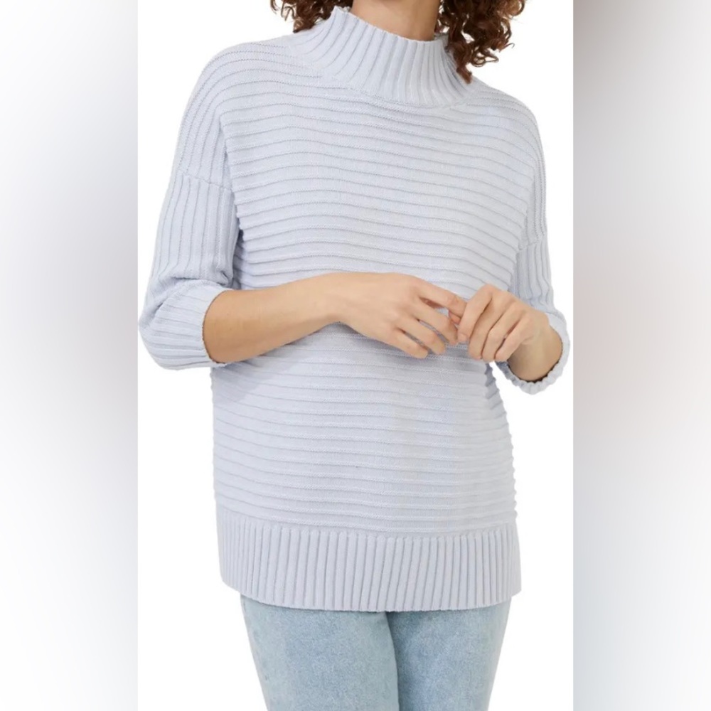 NWT French Connection Babysoft Light Blue Ribbed Mock Neck Sweater M